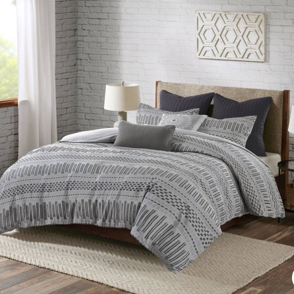 Ink + Ivy Rhea Cotton Jacquard Duvet Cover & Sham 3pc Set New